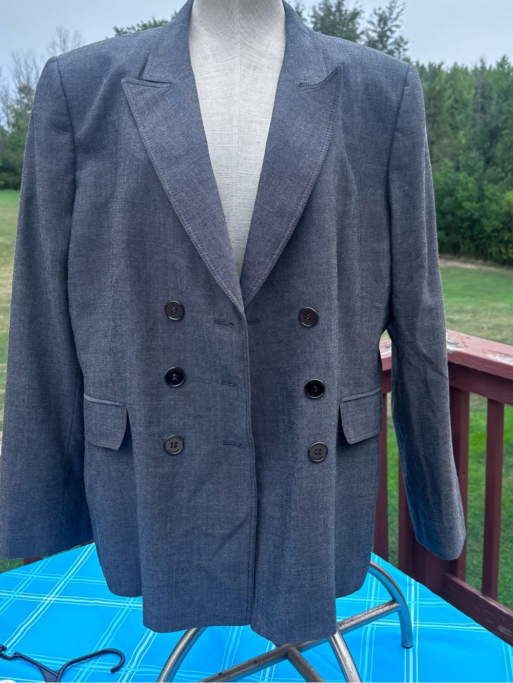 Double-Breasted Gray Women's Blazer Jacket